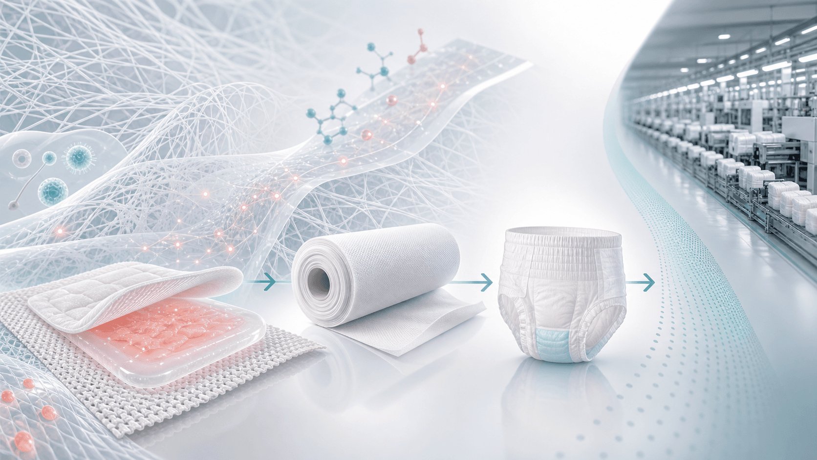 Specialty healthcare materials progressing from wound care and medical rolls to adult incontinence before mass diaper production