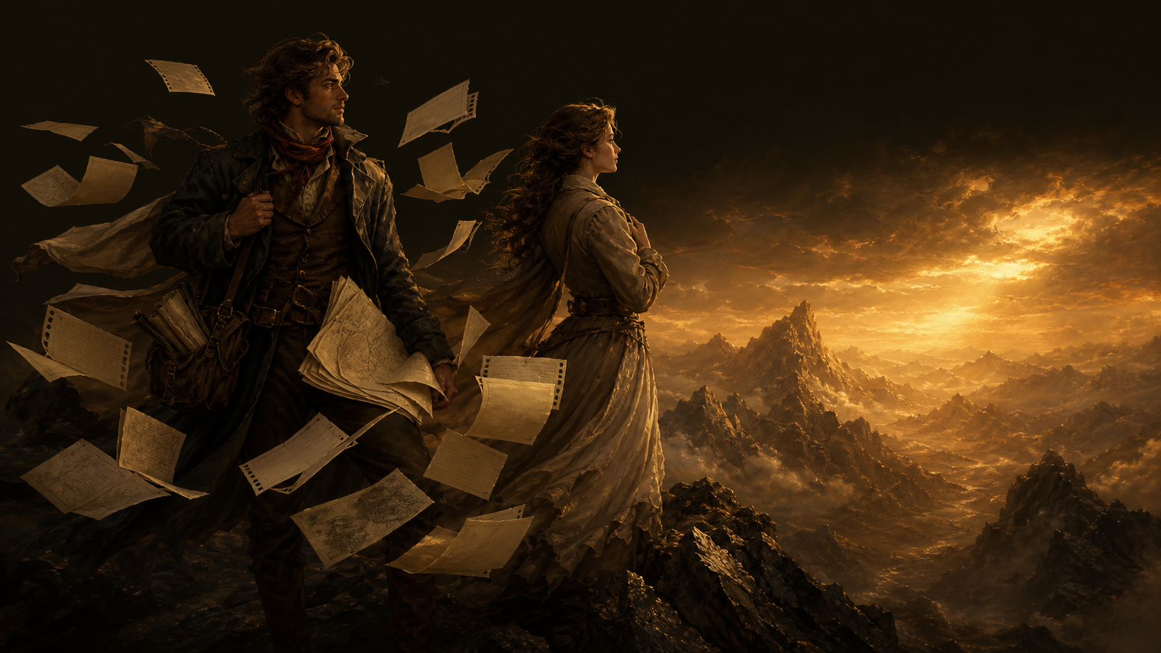 A traveler opening a mountain horizon